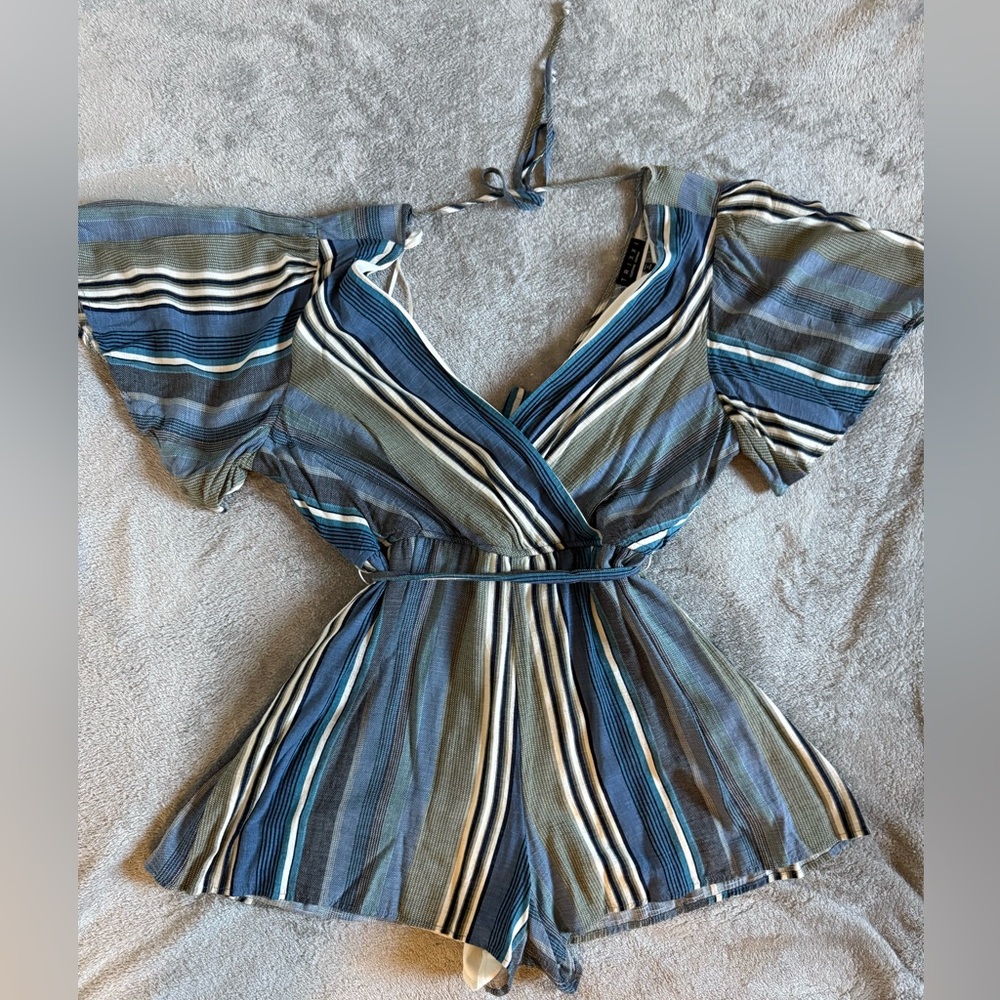 Trixxi Blue Striped Jumpsuit